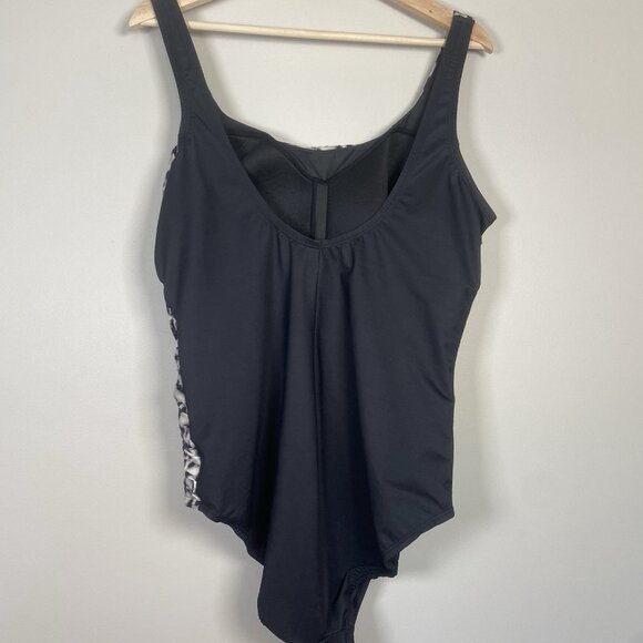 Lands End Swimsuit Size 18DD Leopard Cheetah Black Tummy Control One Piece - Picture 4 of 10